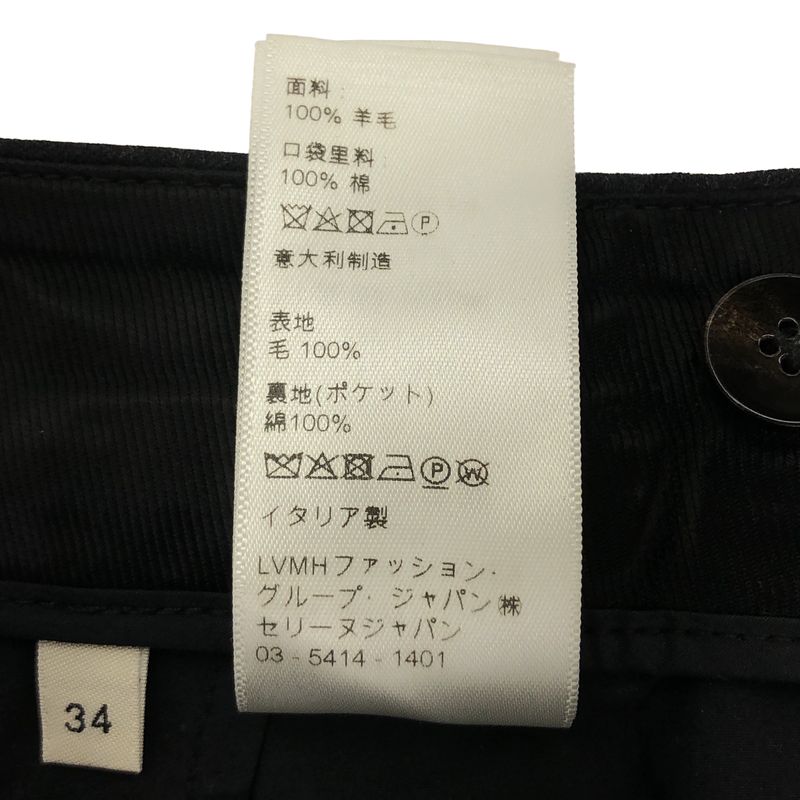 Celine - Wool 2-tuck Roll-up Pants - 34 - Black - Women