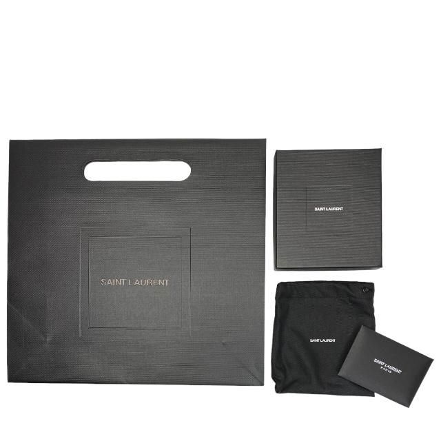 Saint Laurent Opium Bracelet Bangle Jewelry Logo Metal Leather Black