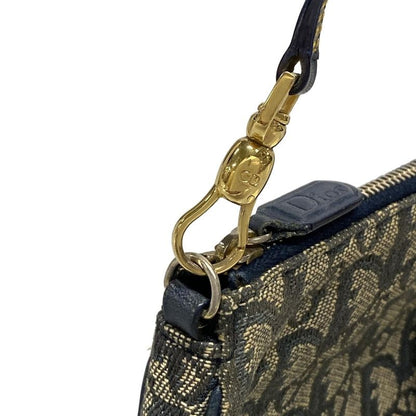 Dior/christian Dior Handbag Saddle Pouch Navy And Ivory Leather
