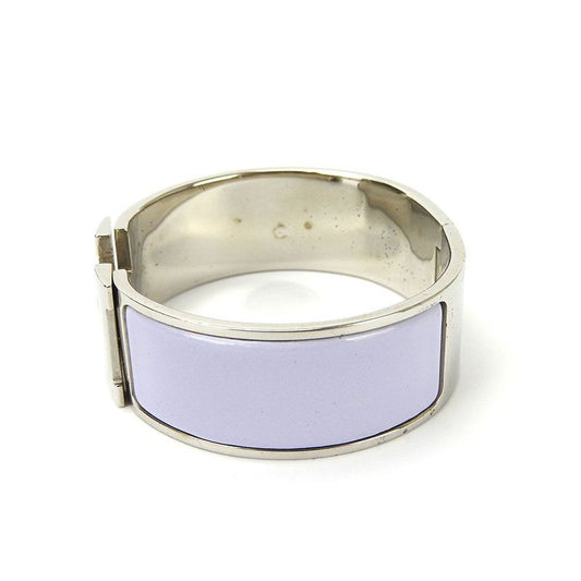 Hermes Bracelet Bangle Click Clack Click H Purple Silver Enameled Accessories