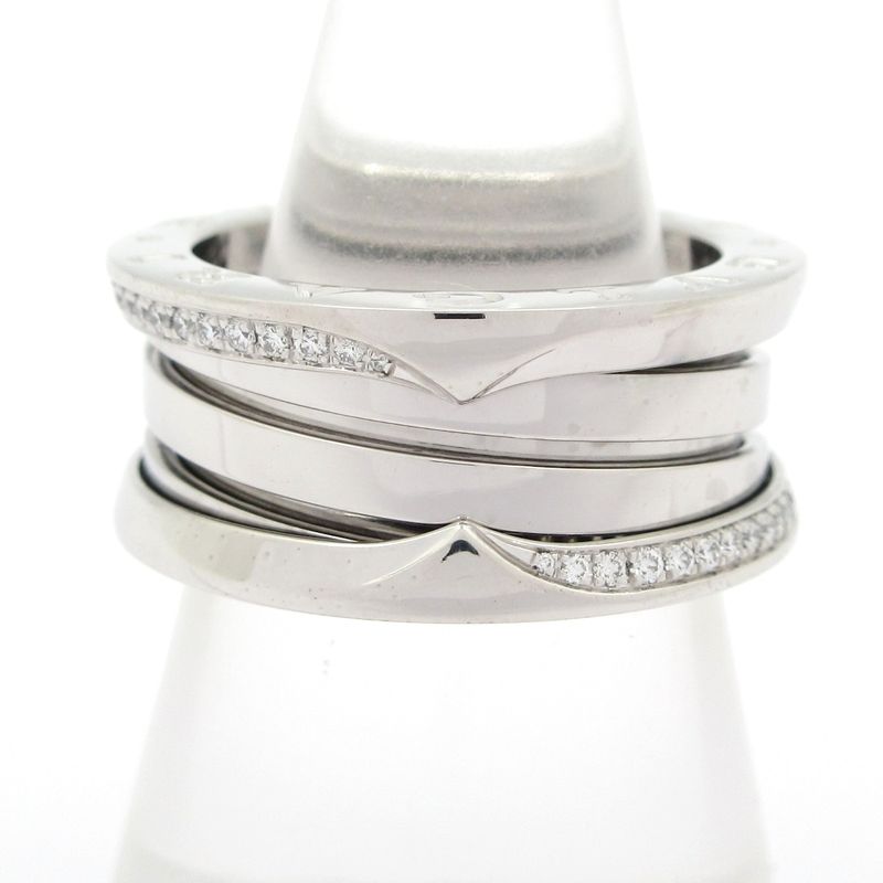 Bvlgari Ring 54 B-zero1 3 Band Ring 18K White Gold X Diamond Demi-pave Diamonds