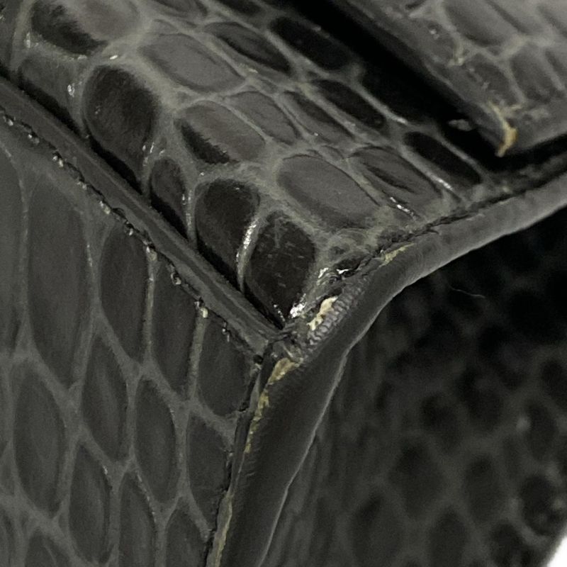 Balenciaga Handbag Hourglass Top Handle Small 593546 Dark Grey Croc Shape