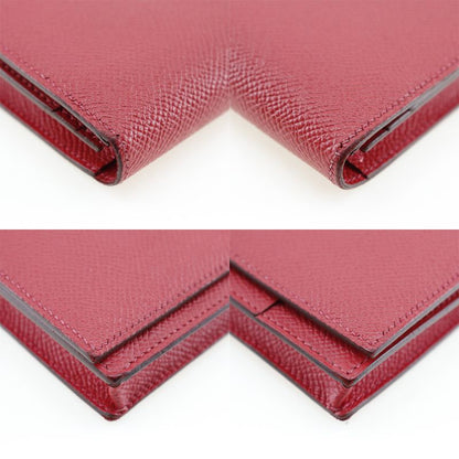 Hermes Bearn Souffle Vaux Epson Red □R Ladies Long Wallet