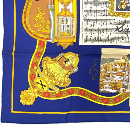 Grade Hermes Carre 90 In Salzburg Scarf 100% Silk Royal Blue