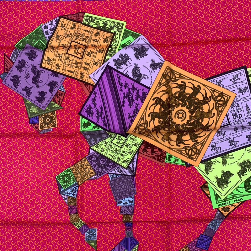 Hermes Carre 90 Cheval SUR MON Carre On Horseback Scarf 100% Silk