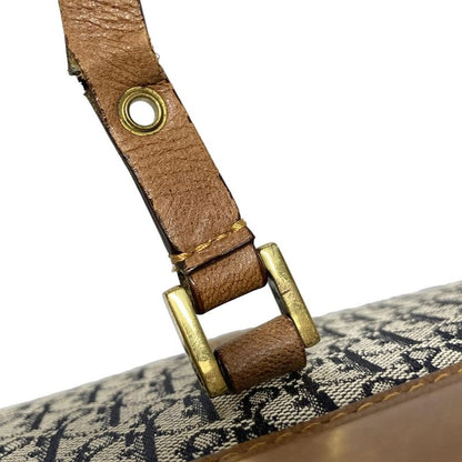 Dior/christian Dior Handbag Street Chic Navy Ivory And Dark Brown Leather