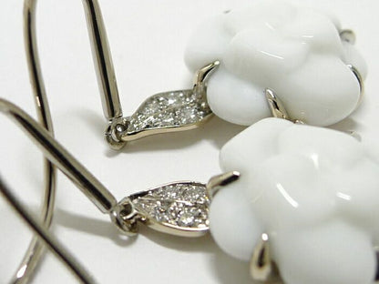 Chanel Earrings Camellia Swing Drop 750wg 18K White Gold White Togo Old Diamond