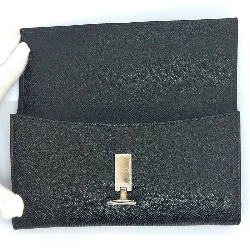 Bvlgari Logo Clip W Hook Long Wallet Long Leather 30416 Black NFC Tag
