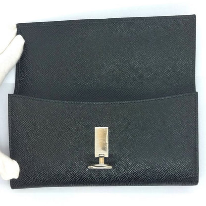 Bvlgari Logo Clip W Hook Long Wallet Long Leather 30416 Black NFC Tag
