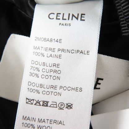 Celine 2m06a814e Wool Triomphe Gold Button Egg Shape Pea Coat Black 36 Made In
