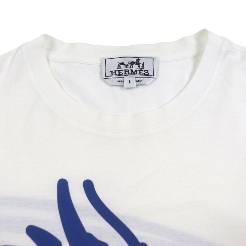 Hermes 100% Cotton Dragon Print Crew Neck Short Sleeve Short Sleeve T-shirt