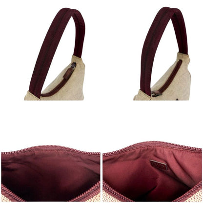 Prada Accessory Pouch Mini Handbag Ivory Wine Red Canvas