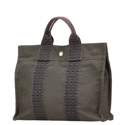 Hermes Her Line Tote PM Handbag Tote Bag Gray Black Canvas Women Hermes