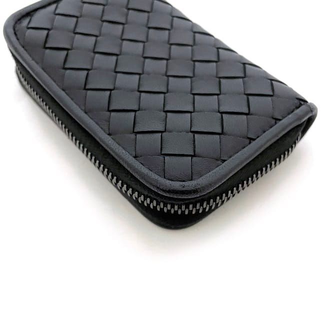 Bottega Veneta Coin Case Black Intrecciato Coin Purse Excellent Condition