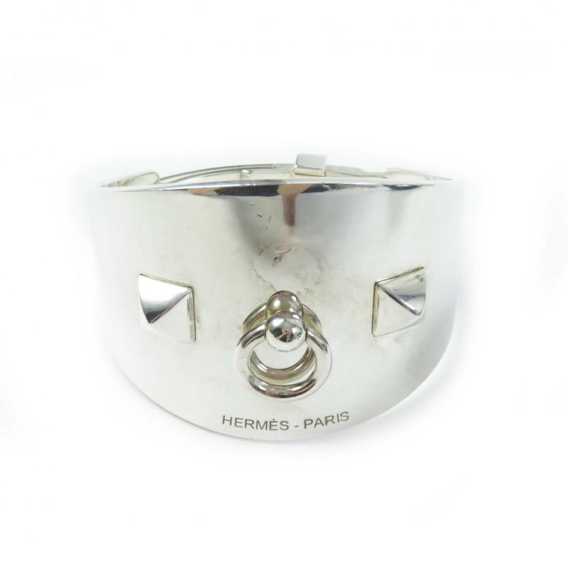 Hermes 16th Collierd Chien Lock Bracelet / Bangle Ag925 Silver Made In France