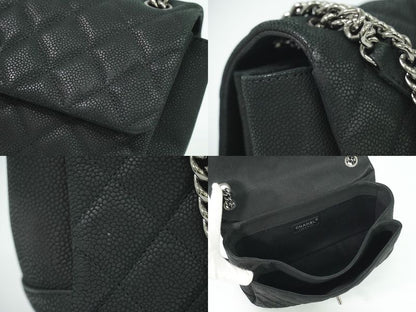 Authentic Chanel Matelasse Coco Mark Chain Shoulder Bag Pochette Soft Caviar