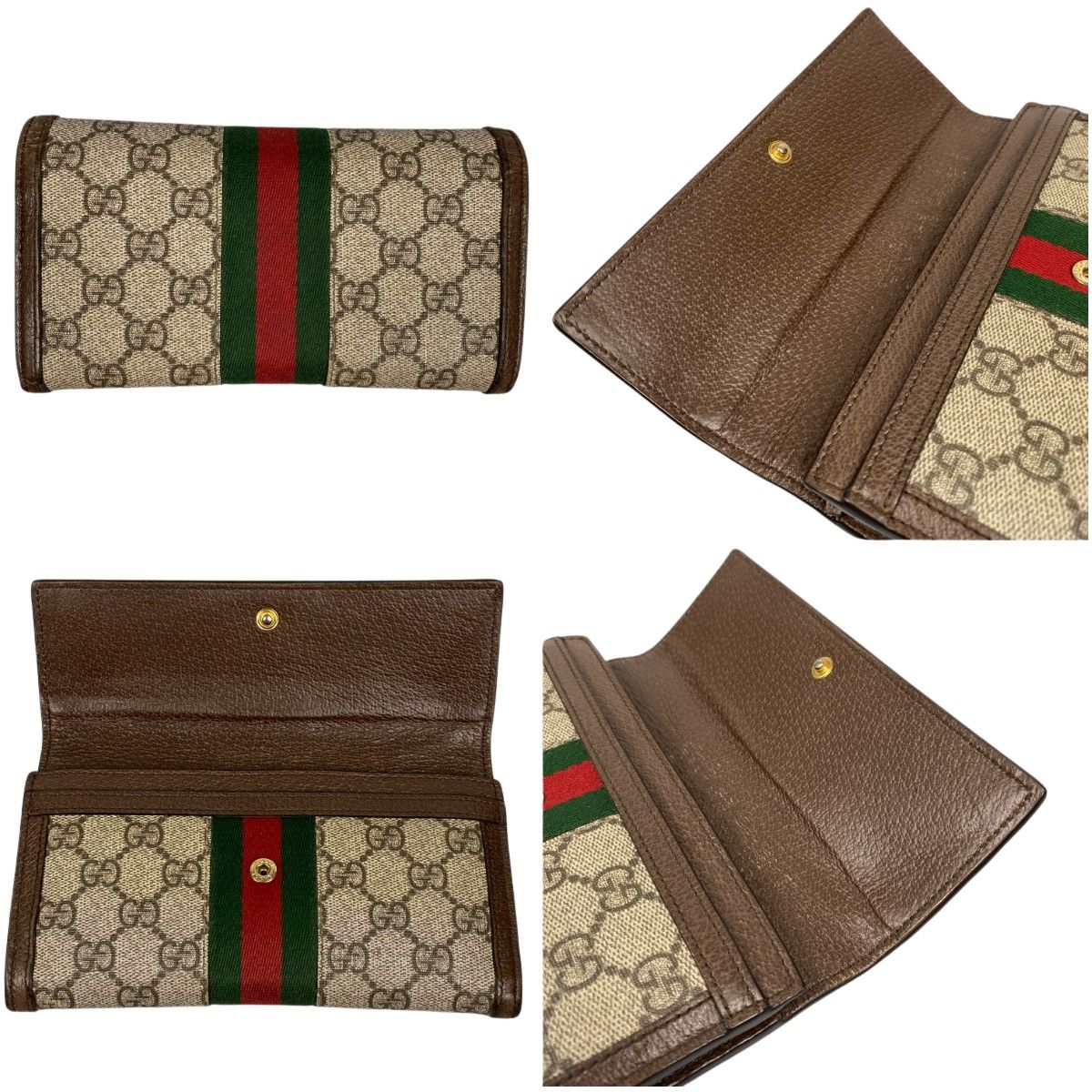 Gucci Ophidia GG Continental Wallet Sherry Line GG Supreme Long Wallet