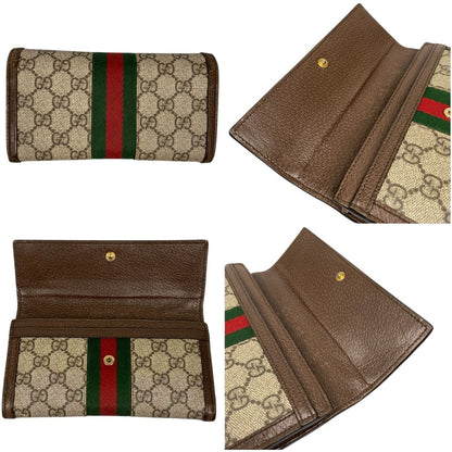 Gucci Ophidia GG Continental Wallet Sherry Line GG Supreme Long Wallet