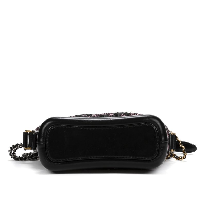 Chanel Gabrielle Sequin Black Calfskin Leather A