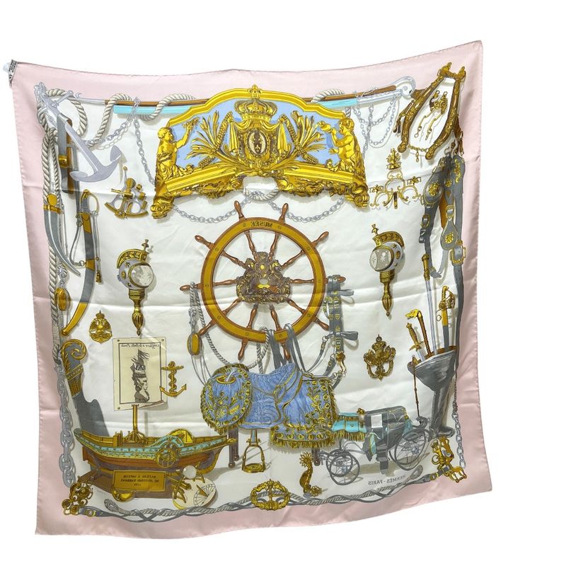Hermes Scarf Carré 90 Musee Museum Silk Pink