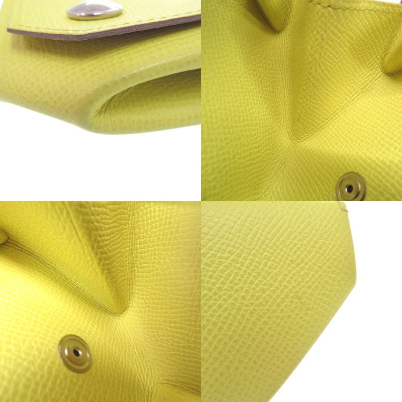Hermes Le Van Cattle Coin Case Epson Lime Stamped Q Coin Purse 0448 Hermes