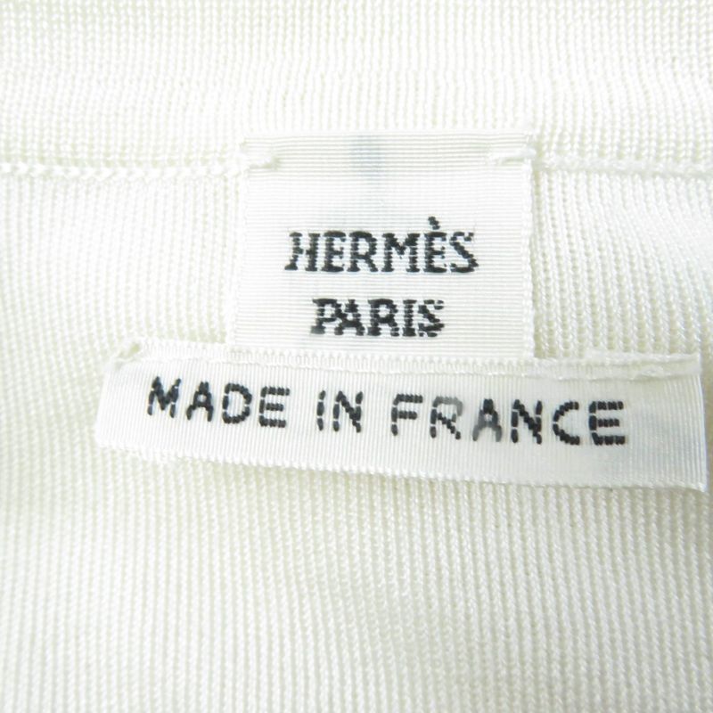Hermes 100% Silk Twill Raine Long Sleeve Dress Ivory Pink 34 Made In France