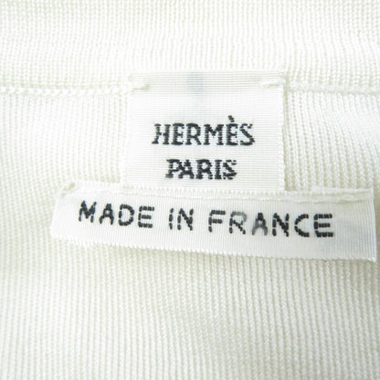 Hermes 100% Silk Twill Raine Long Sleeve Dress Ivory Pink 34 Made In France