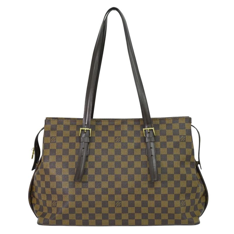 Authentic Louis Vuitton LV Chelsea Damier Ebène Shoulder Bag Tote Bag Brown