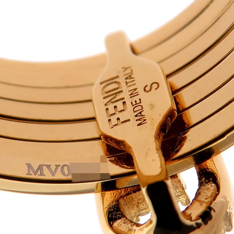 Fendi Intrecciato Stud Diamond Gold Ring