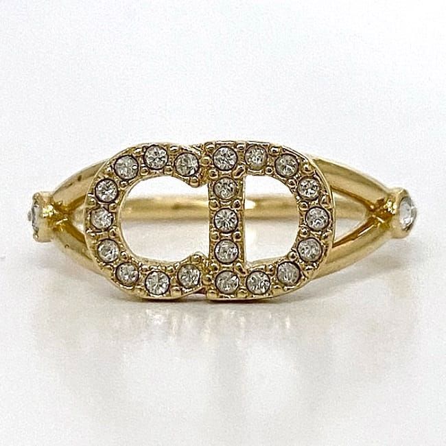Christian Dior Logo Ring F21236 Gold Excellent Condition