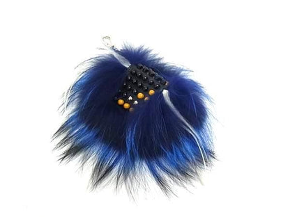 Pattern Fendi Bag Bugs Monster Fur X Leather Charm Key Holder Blue And