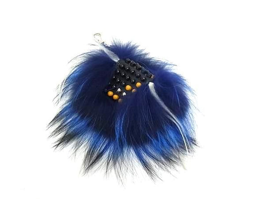 Pattern Fendi Bag Bugs Monster Fur X Leather Charm Key Holder Blue And