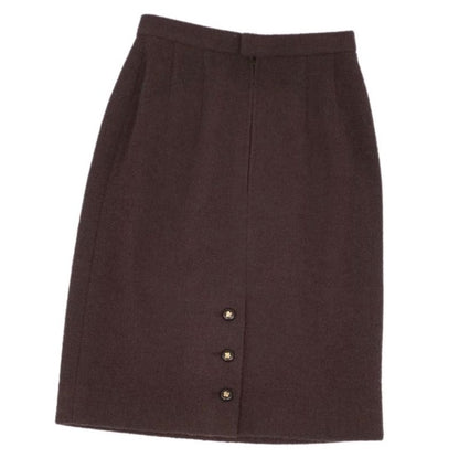 Vintage Chanel Skirt With Clover Buttons Wool