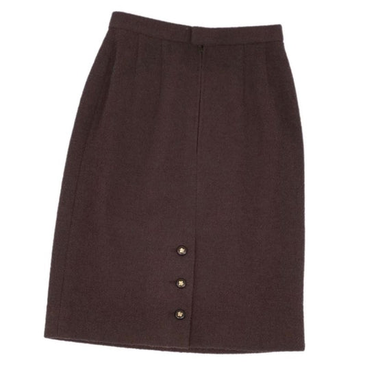 Vintage Chanel Skirt With Clover Buttons Wool