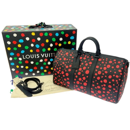 Louis Vuitton M21674 Monogram Keepall Bandoliere 50 X Yayoi Kusama Black 395914
