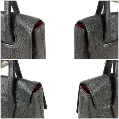 Loewe Logo Shape Stamping Top Handle Bag Mini Tote Bag Black Grained Leather