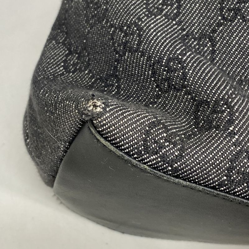 Gucci Handbag Bamboo 92708 Denim Black Gold Hardware Women