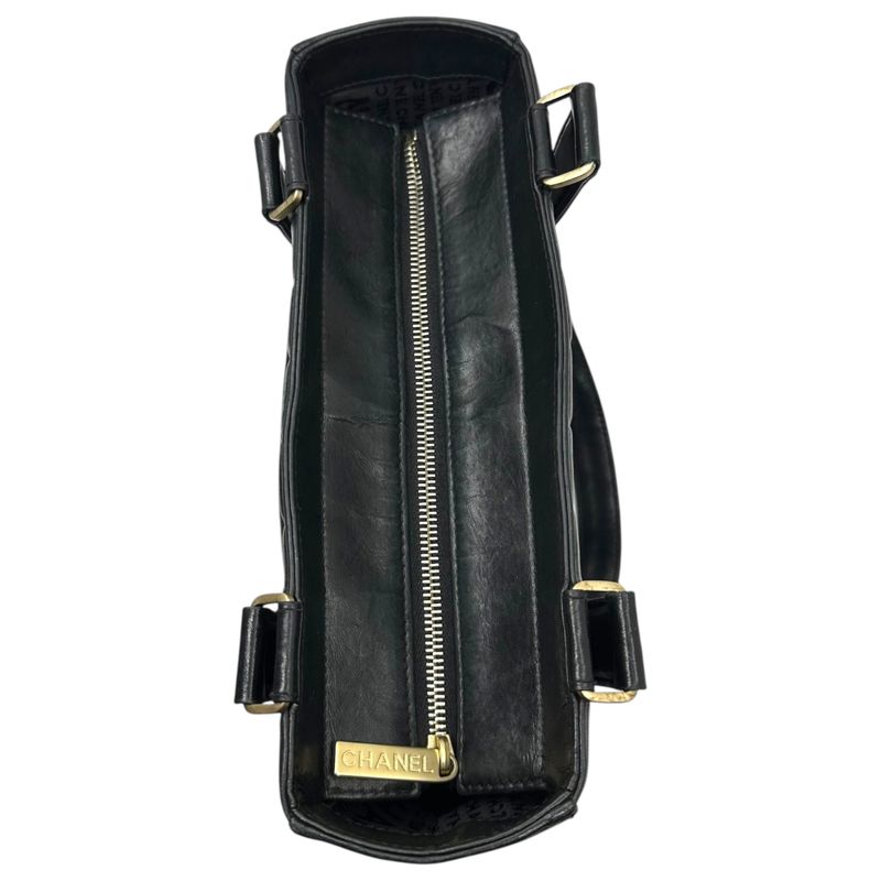 Chanel 02's Vintage Chocolate Bar Stitch Lamb Leather Hand Tote Bag Vintage