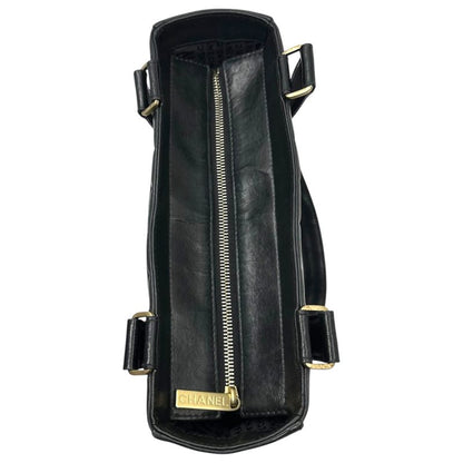 Chanel 02's Vintage Chocolate Bar Stitch Lamb Leather Hand Tote Bag Vintage