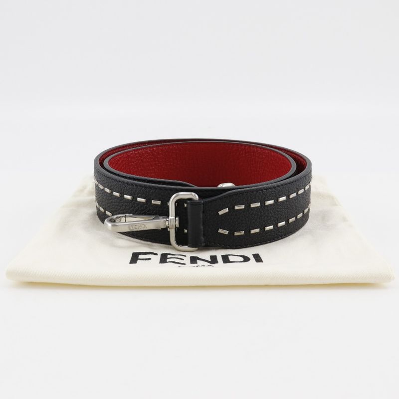 Fendi Selleria Studded Leather Black/red Unisex Shoulder Strap