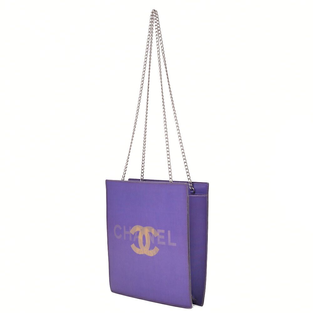 Chanel Shoulder Bag Coco Mark Logo Hologram Purple Silver Hardware Women's Bag