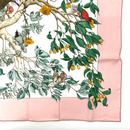 Hermes Carre 90 AU Coeur DES BOIS In The Woods Pink 100% Silk