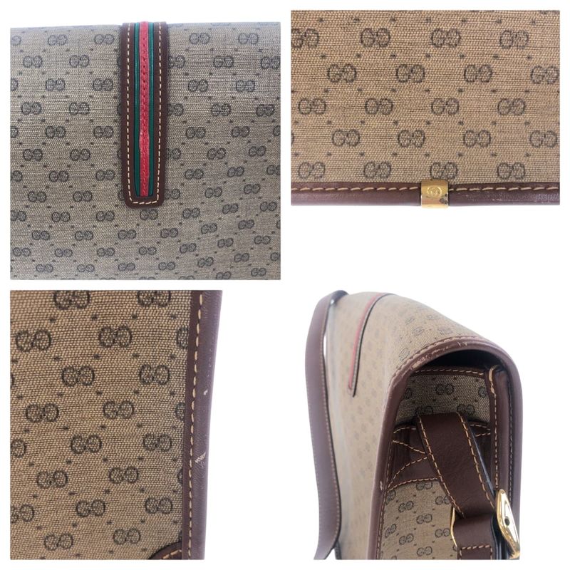 Gucci Old Gucci Sherry Line Brown Gold Hardware Leather 001 103 0551 Shoulder