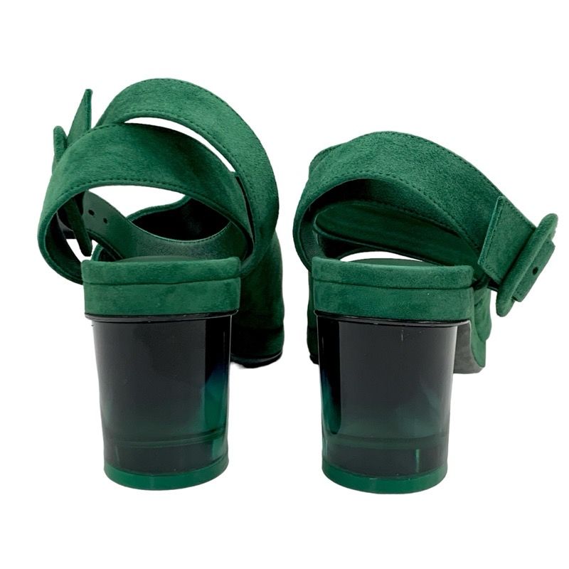 Hermes Flirt60 Sandals Shoes Suede Green