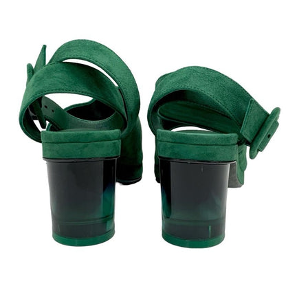 Hermes Flirt60 Sandals Shoes Suede Green