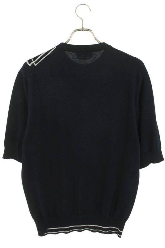 Hermes 24SS Graphic Lines Line-switched Cotton Cashmere Half Sleeve Knit Men's S