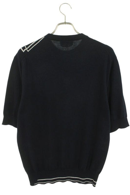 Hermes 24SS Graphic Lines Line-switched Cotton Cashmere Half Sleeve Knit Men's S