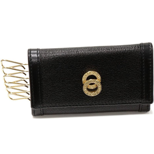 Bulgari 6-ribbon Key Case Doppio Tondo Calf Black 26867
