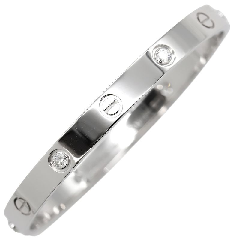 Cartier Bracelet Love Bracelet Classic Model with 4 Diamonds 18k White Gold