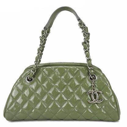 Chanel Handbag Mademoiselle Beau Ring Coco Mark Enamel Green Silver Hardware